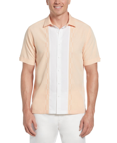 Color Block Embroidery Shirt (Peach Nougat) 