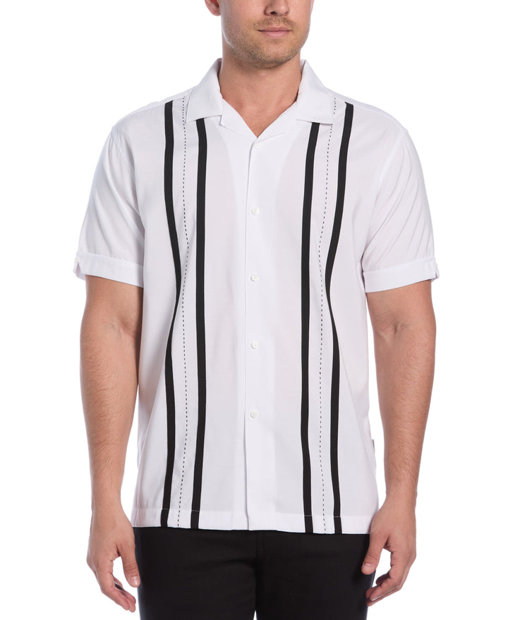 Contrast Panel Camp Collar Shirt (Brilliant White) 