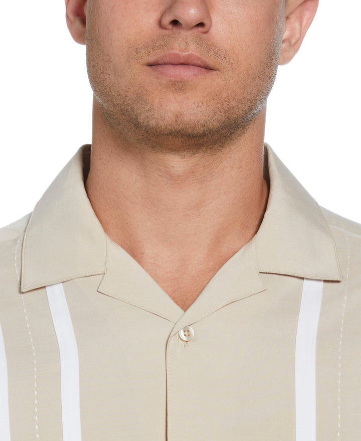 Contrast Panel Camp Collar Shirt (Irish Cream) 