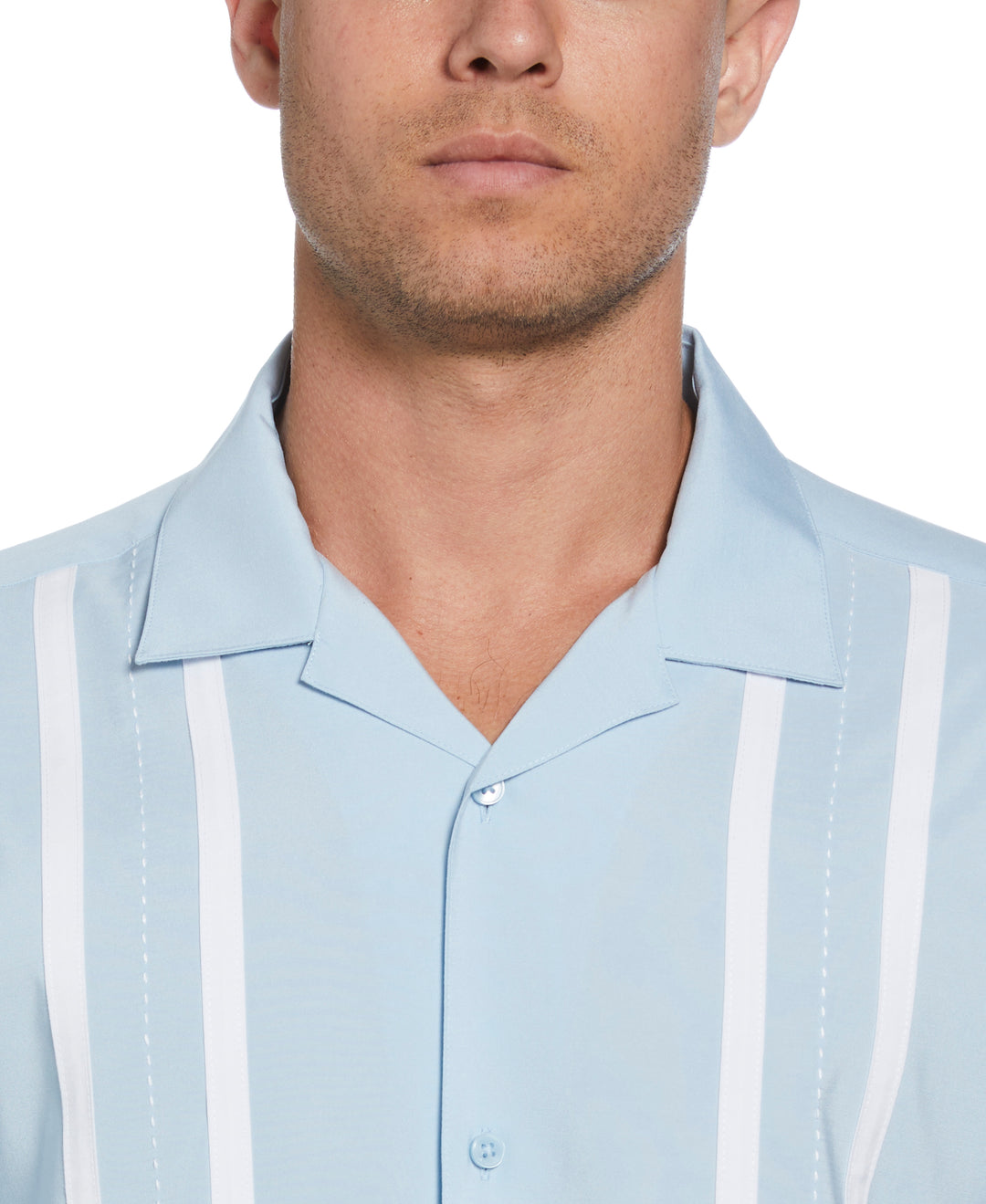 Contrast Panel Camp Collar Shirt (Dream Blue) 