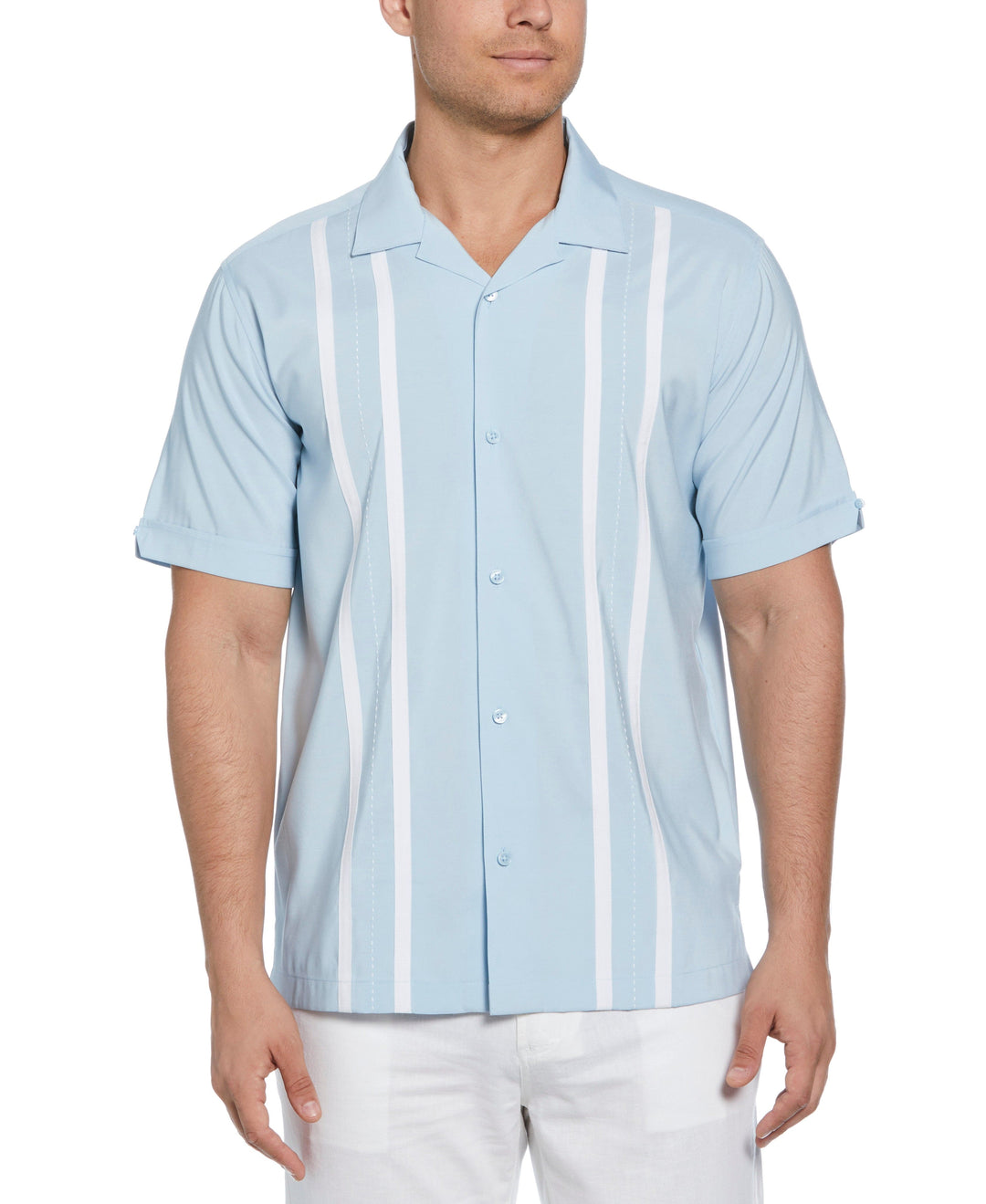 Contrast Panel Camp Collar Shirt (Dream Blue) 