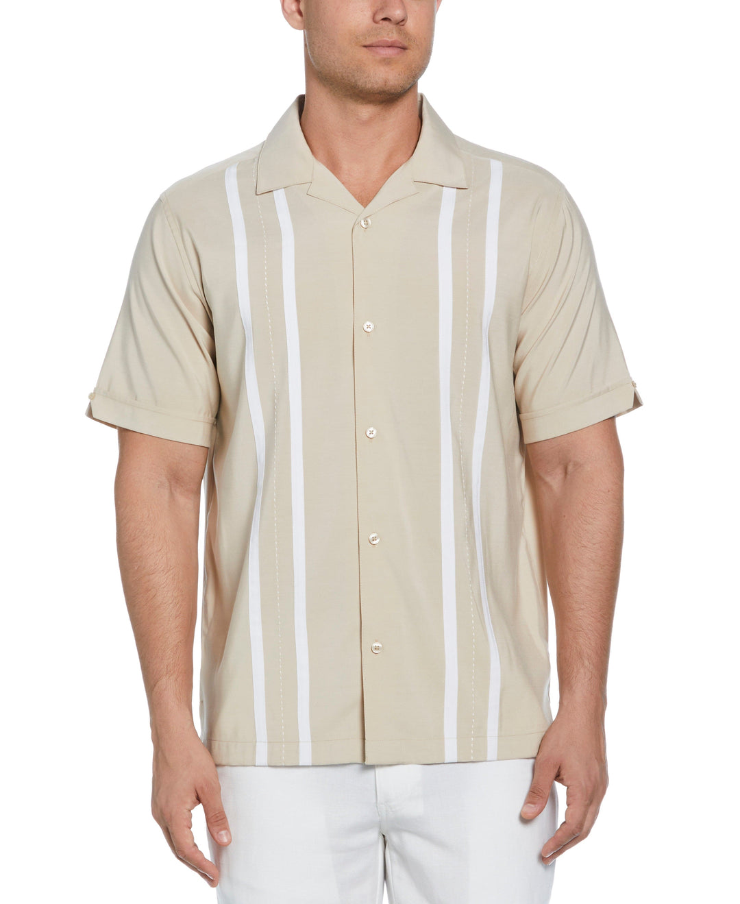 Contrast Panel Camp Collar Shirt (Irish Cream) 