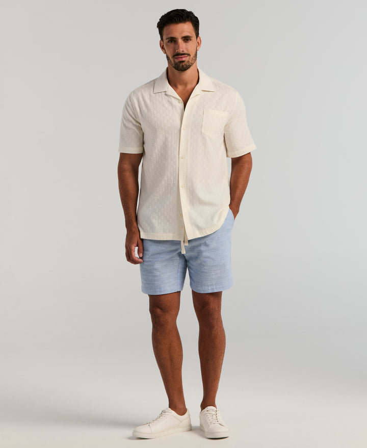 Cotton Dobby Camp Collar Shirt (Egret) 