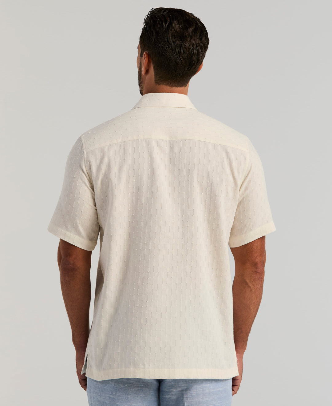 Cotton Dobby Camp Collar Shirt (Egret) 