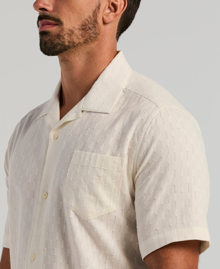 Cotton Dobby Camp Collar Shirt (Egret) 