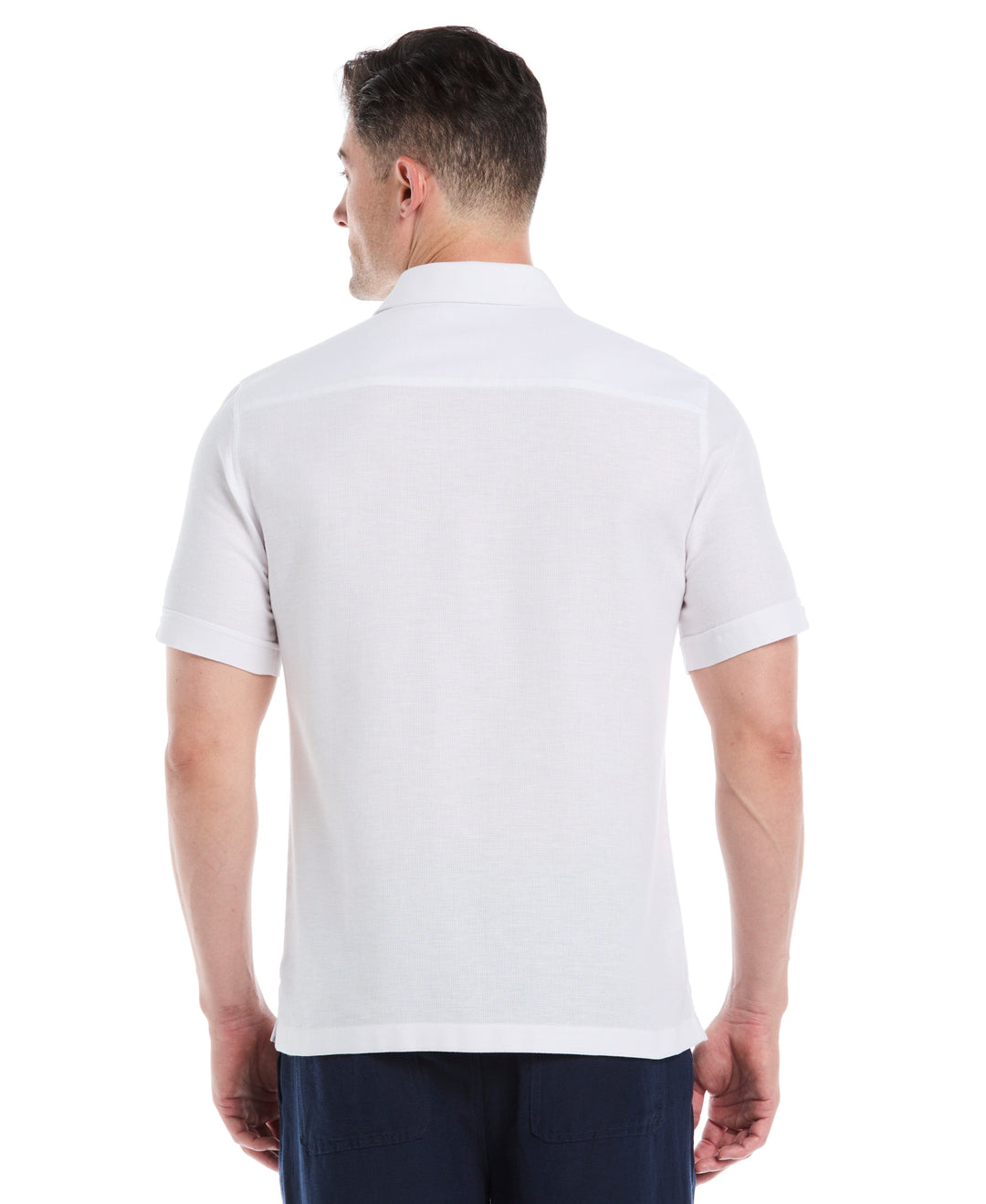 Cotton-Linen Blend Panel Shirt (Brilliant White) 
