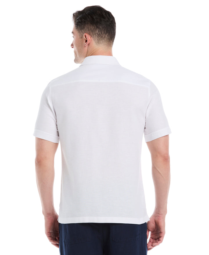 Cotton-Linen Blend Panel Shirt (Brilliant White) 
