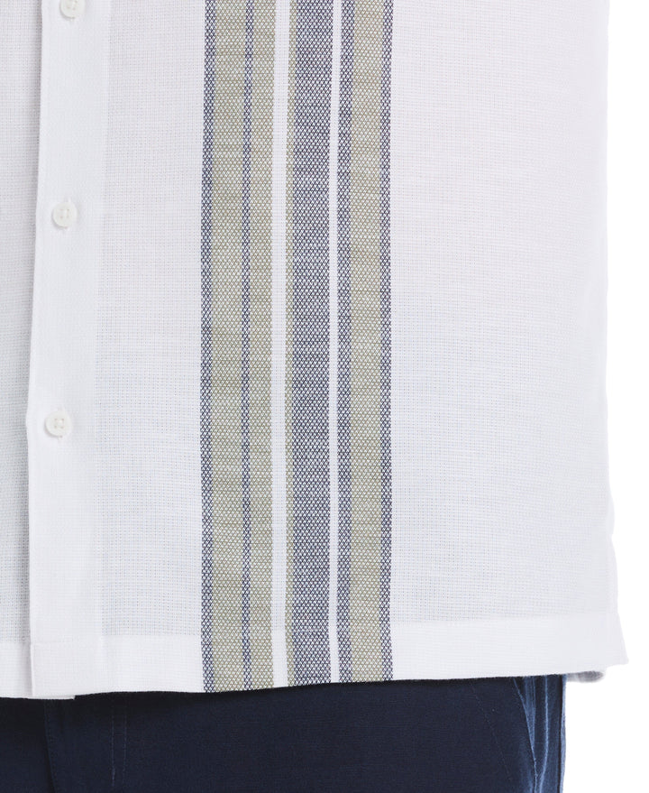 Cotton-Linen Blend Panel Shirt (Brilliant White) 
