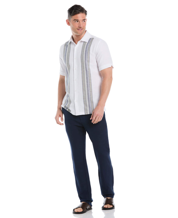 Cotton-Linen Blend Panel Shirt (Brilliant White) 