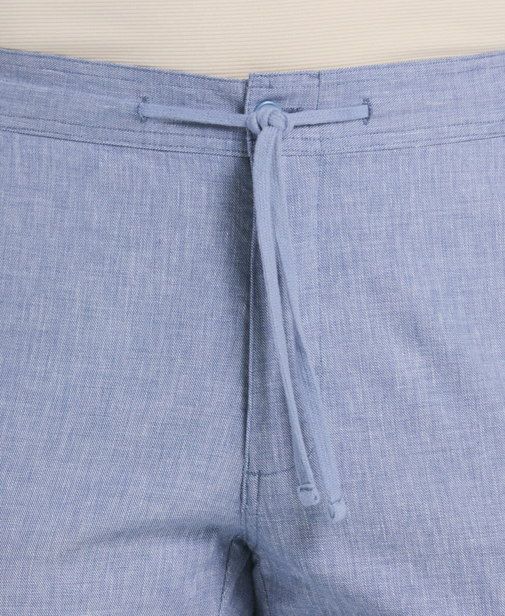 Cotton Linen Flat Front Pant (True Navy) 
