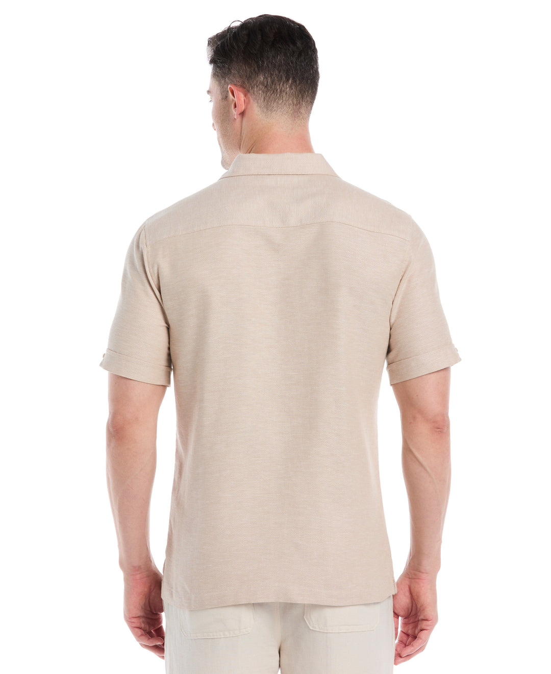 Cotton Linen Dobby Panel Shirt (Savannah Tan) 