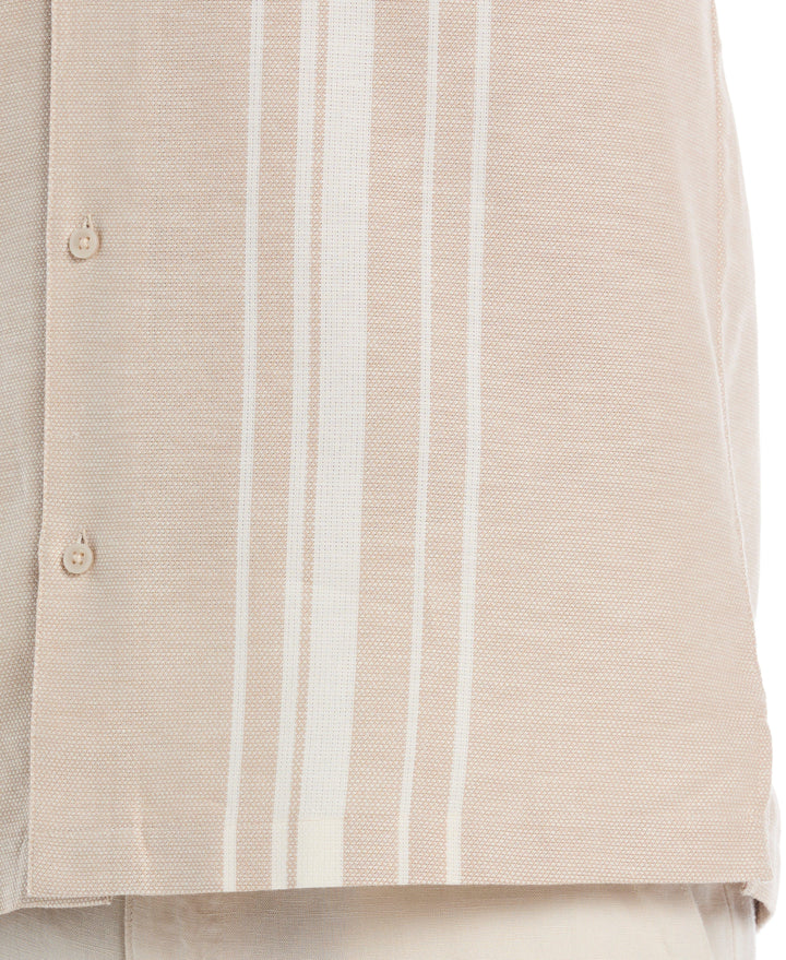 Cotton Linen Dobby Panel Shirt (Savannah Tan) 