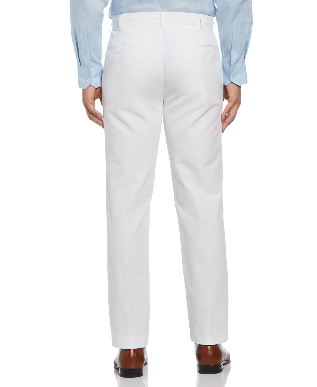Cotton Linen Herringbone Flat Front Pant (Bright White) 