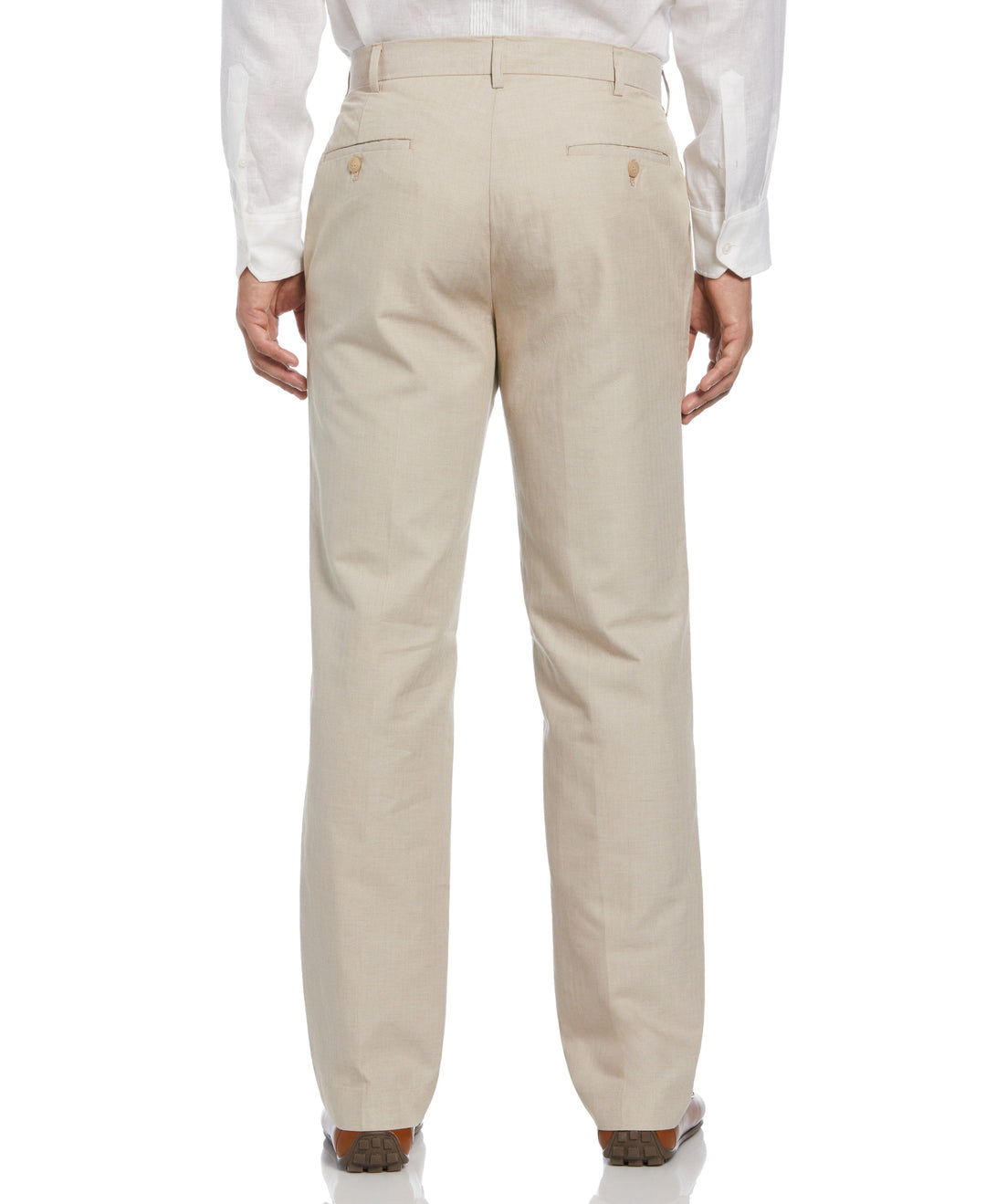 Cotton Linen Herringbone Flat Front Pant (Natural Linen) 