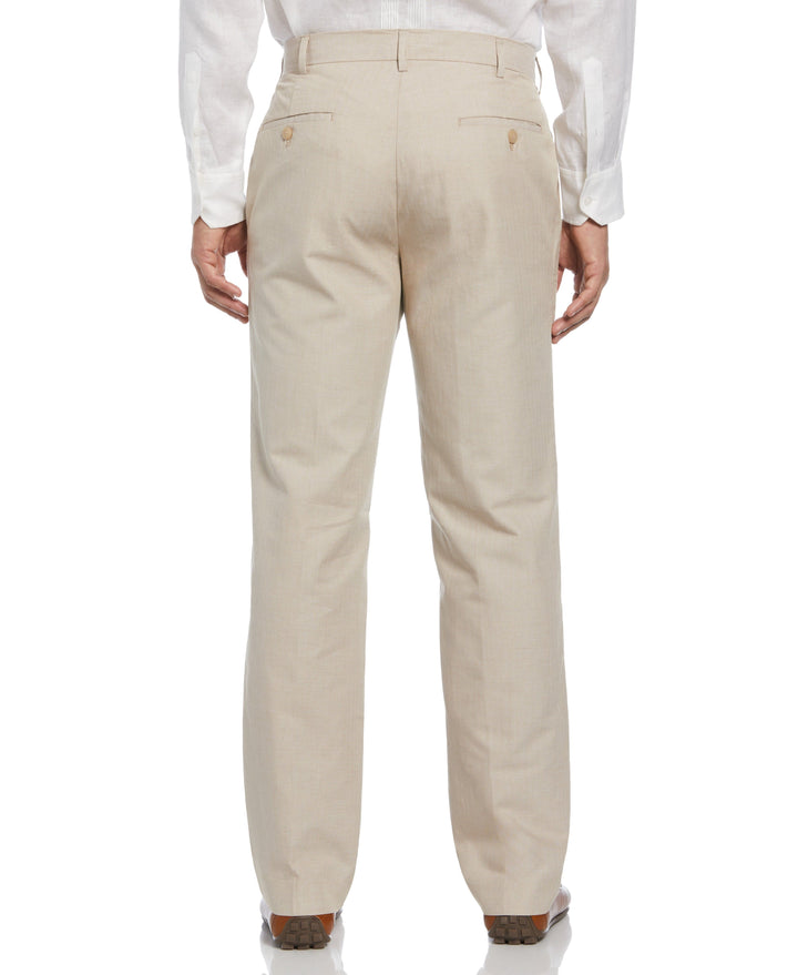 Cotton Linen Herringbone Flat Front Pant (Natural Linen) 