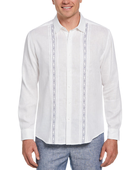 Cross Dye Linen Pintuck Embroidered Panel Shirt (Brilliant W/Ensign Bl) 