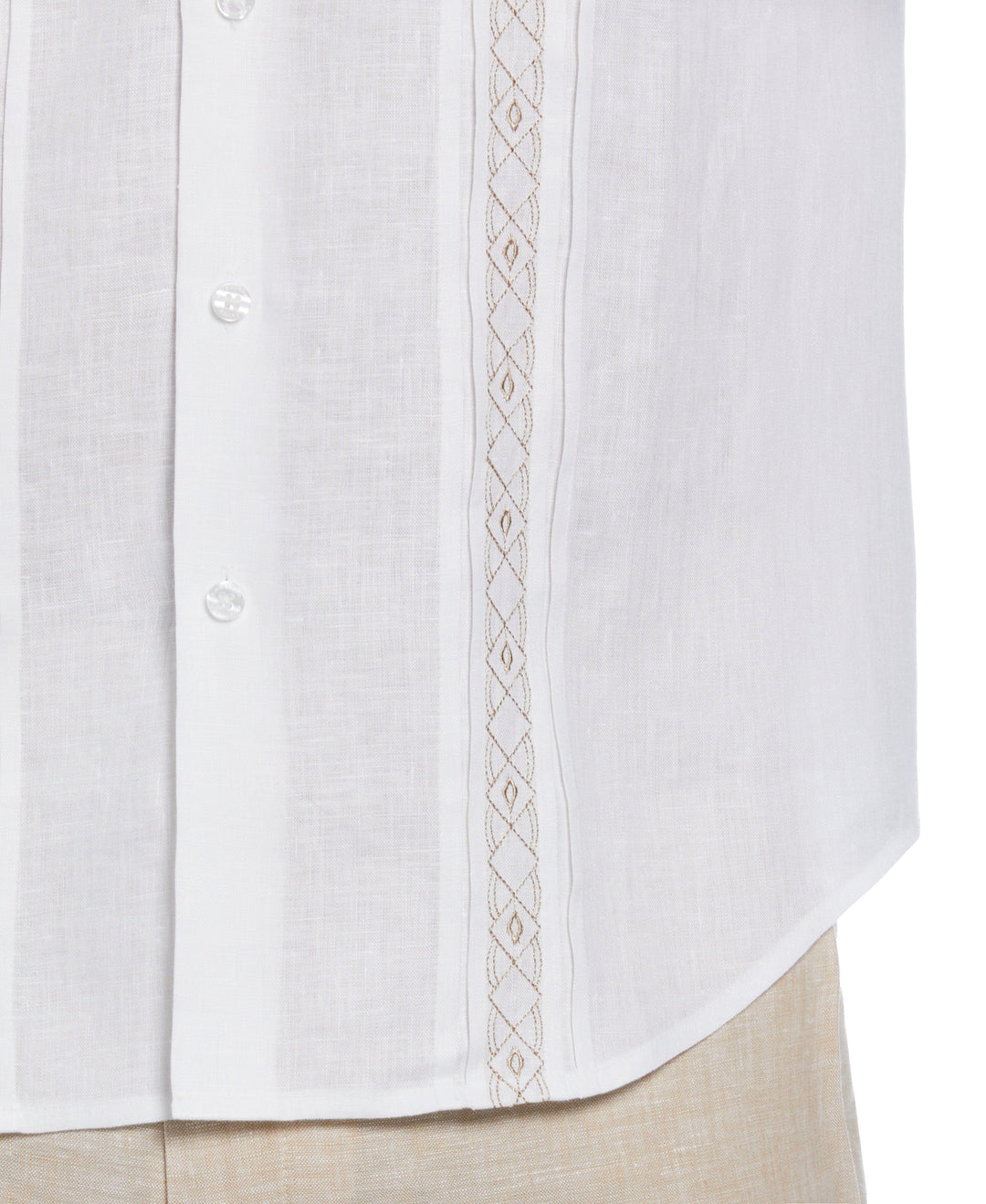Cross Dye Linen Pintuck Embroidered Panel Shirt (Brilliant White/Incense) 