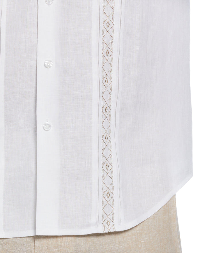 Cross Dye Linen Pintuck Embroidered Panel Shirt (Brilliant White/Incense) 