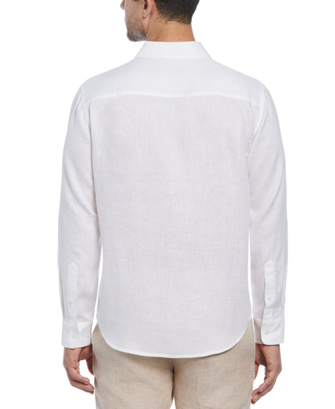 Cross Dye Linen Pintuck Embroidered Panel Shirt (Brilliant White/Incense) 