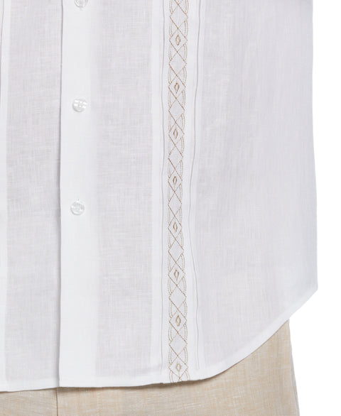 Cross Dye Linen Pintuck Embroidered Panel Shirt (Brilliant White/Incense) 