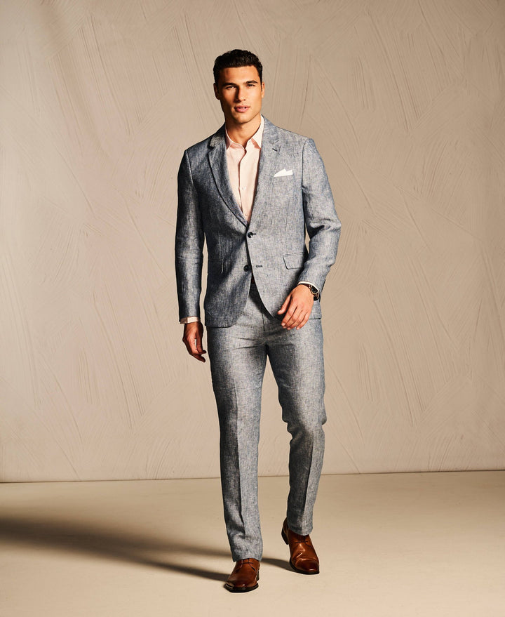 Delave Ensign Blue Linen Suit-Suit Set-Fast Bundle