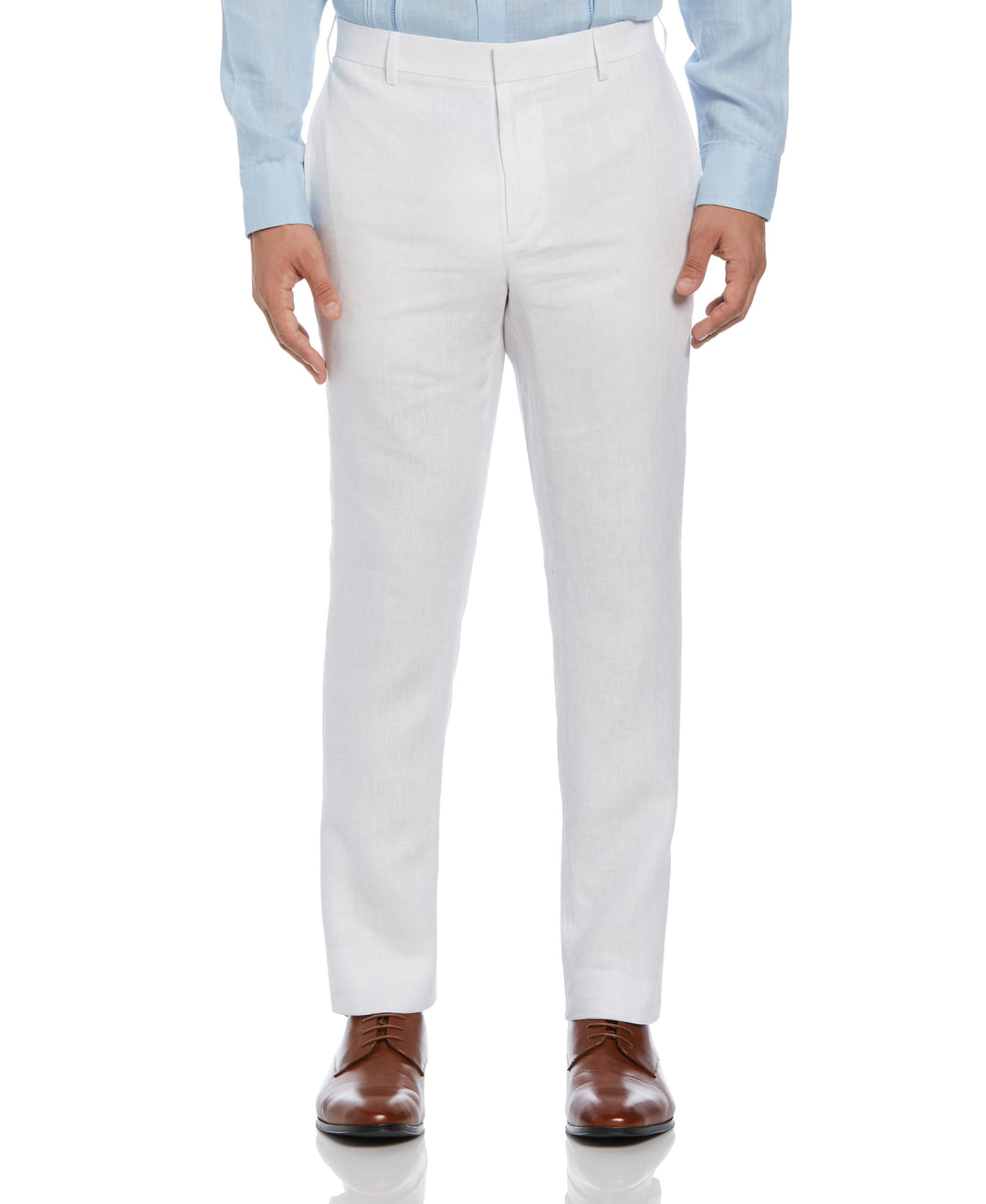 Delave Linen Flat Front Pant (Brilliant White) 