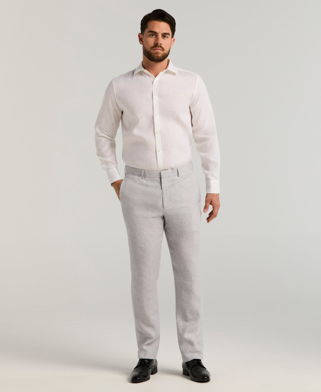 Delave Linen Flat Front Pant (Sleet) 