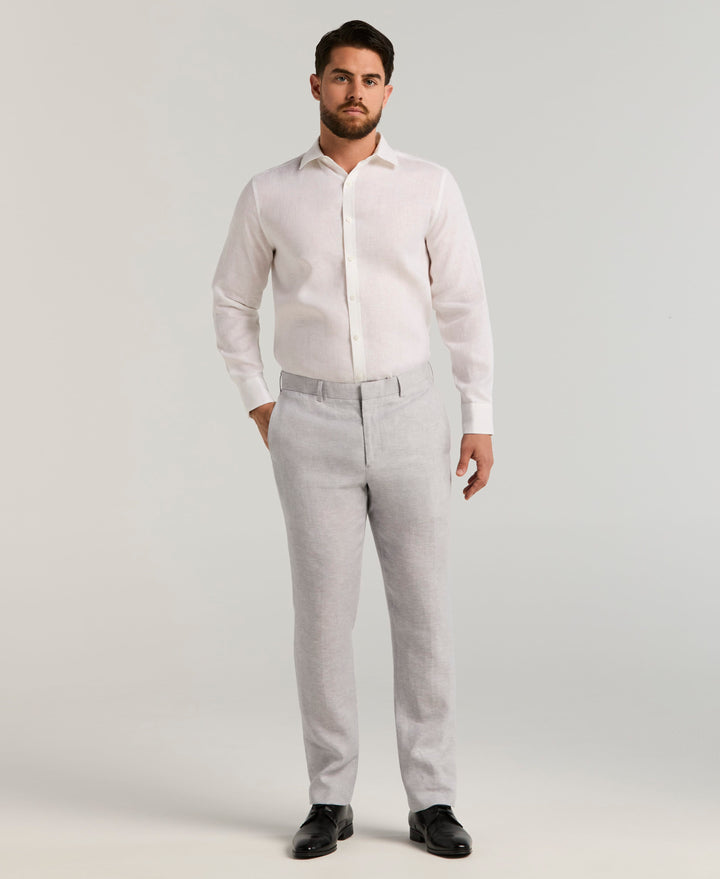 Delave Linen Flat Front Pant (Sleet) 