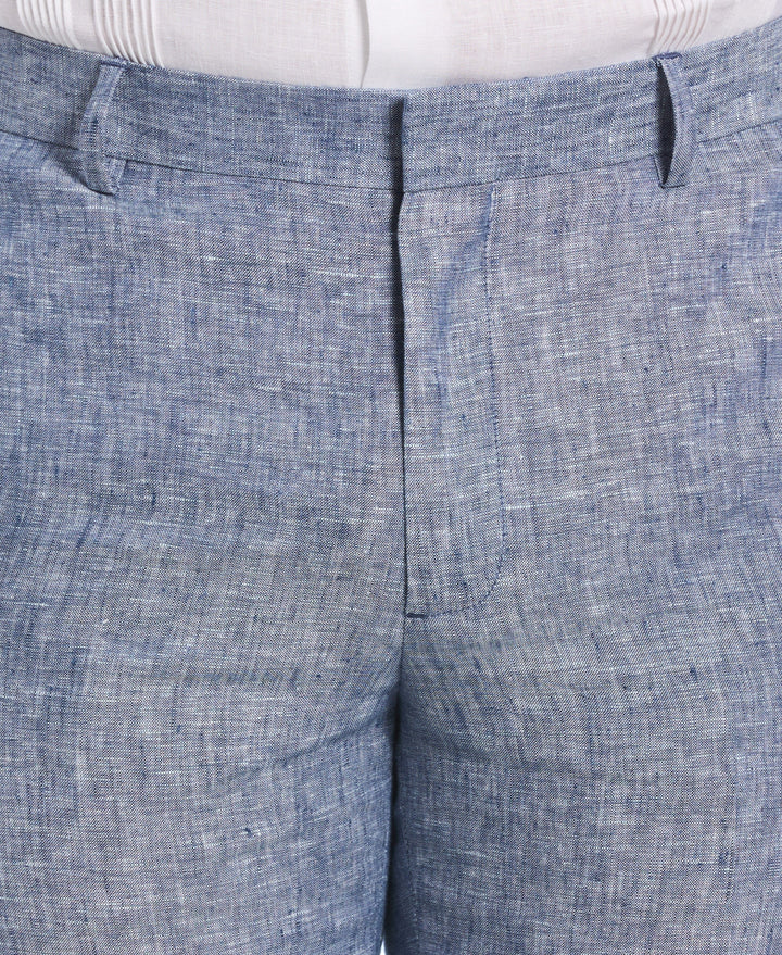Delave Linen Flat Front Pant (Ensign Blue) 