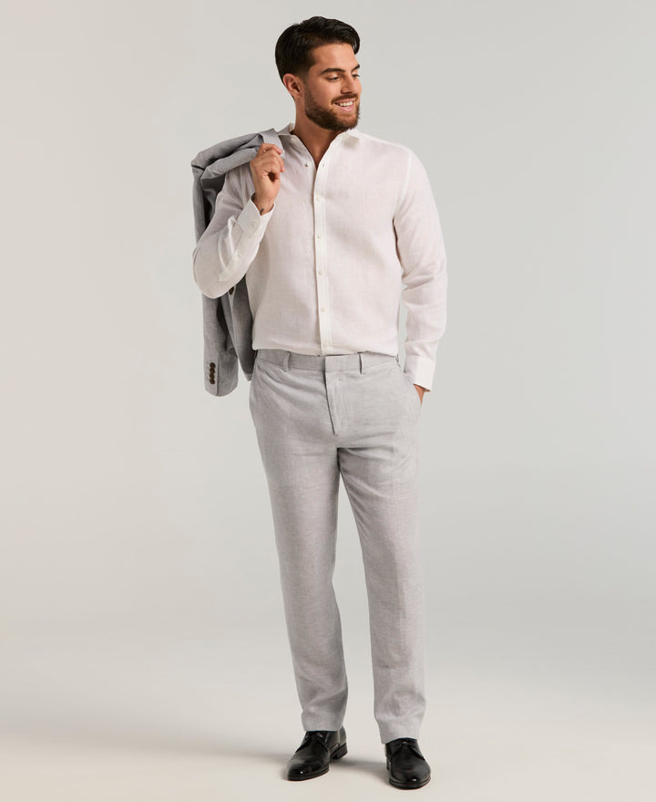 Delave Linen Flat Front Pant (Sleet) 
