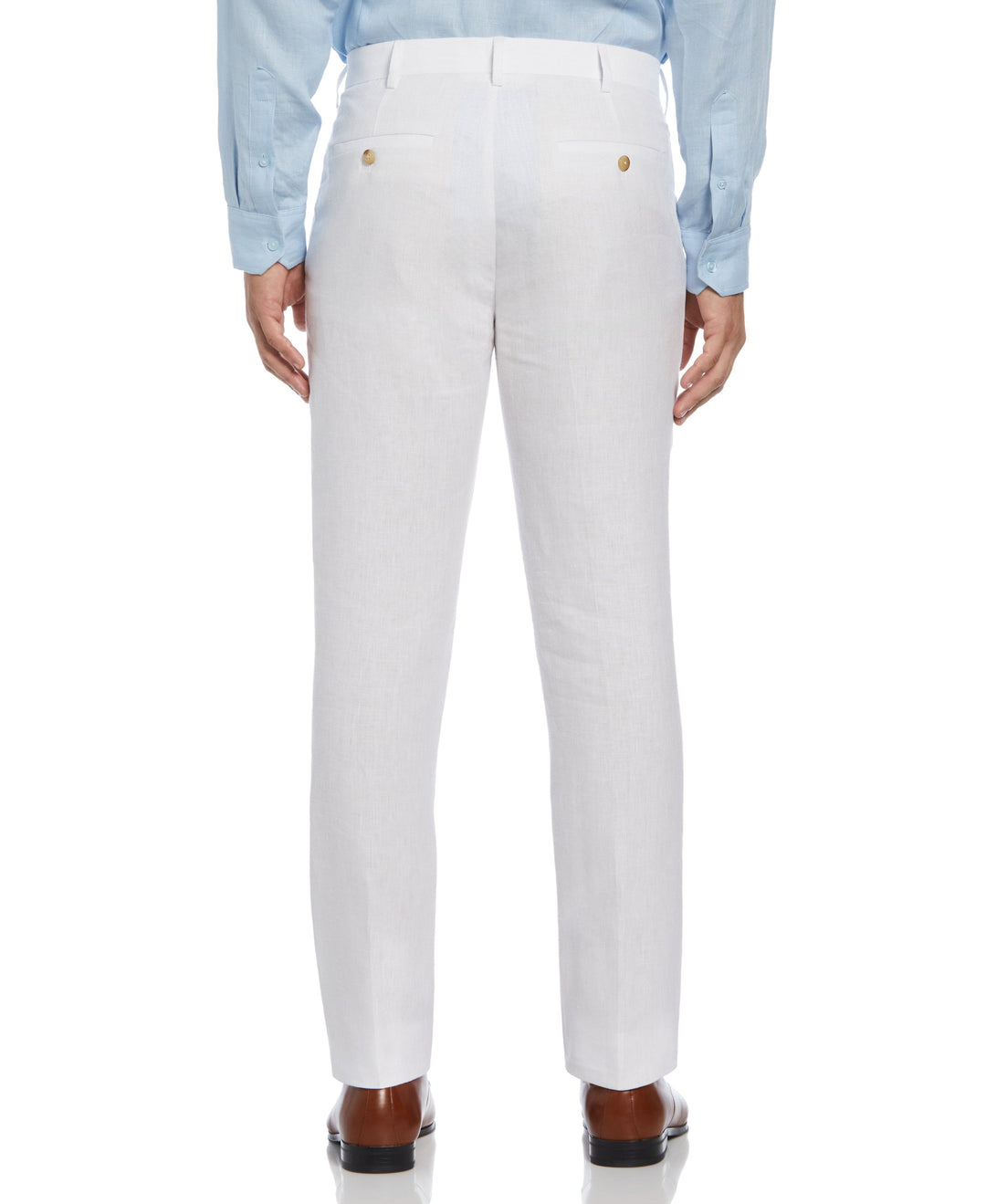 Delave Linen Flat Front Pant (Brilliant White) 