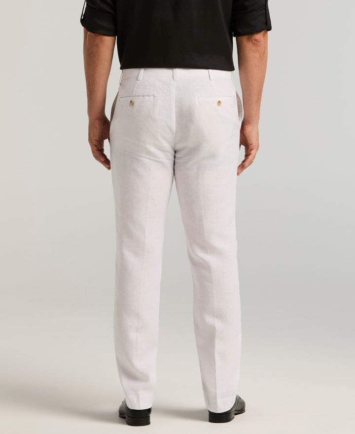 Delave Linen Flat Front Pant (Brilliant White) 