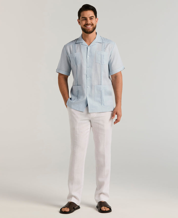 Delave Linen Flat Front Pant (Brilliant White) 