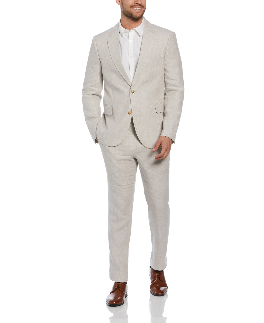 Delave Linen Flat Front Pant (Natural Linen) 