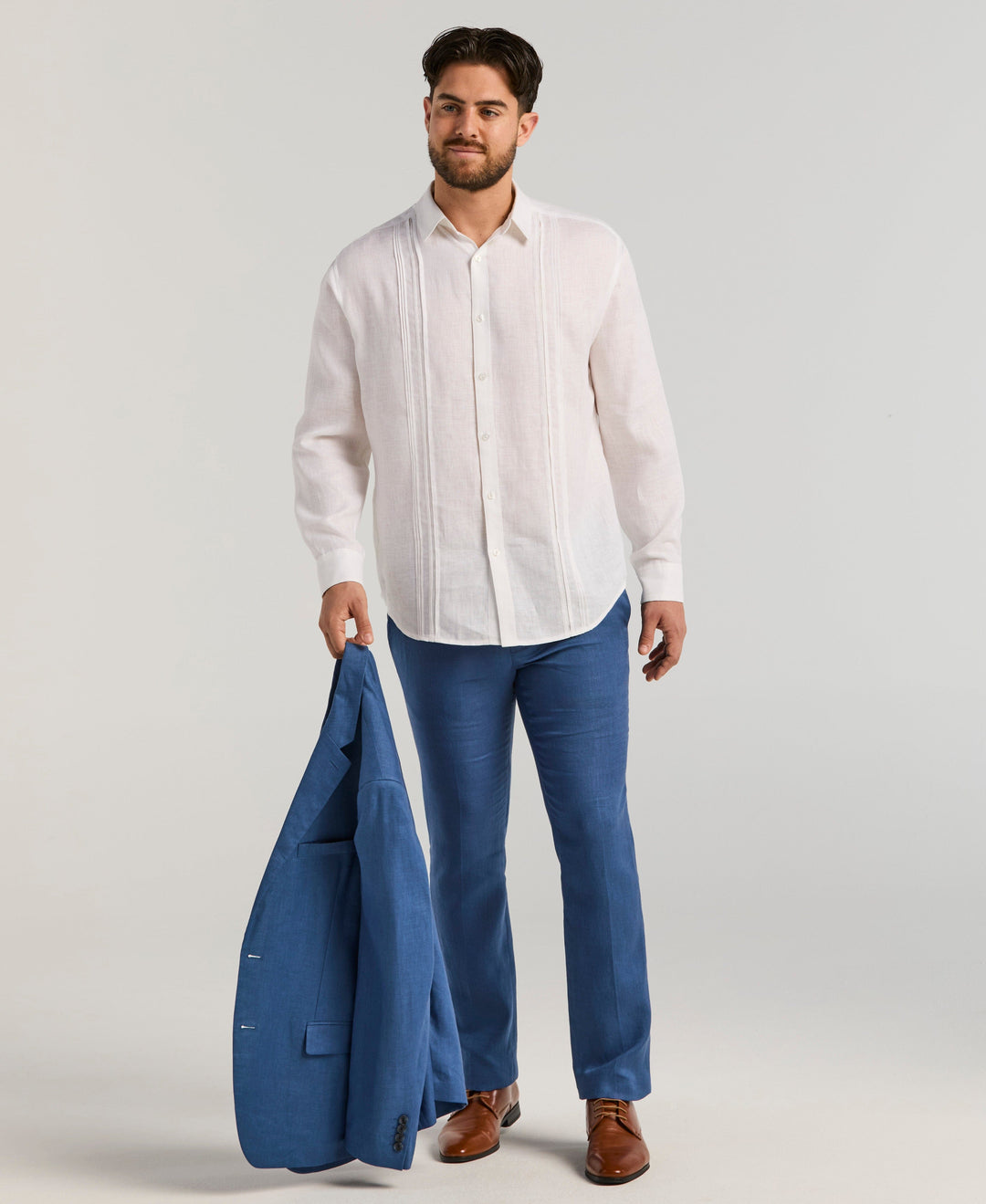 Delave Linen Flat Front Pant (True Navy) 