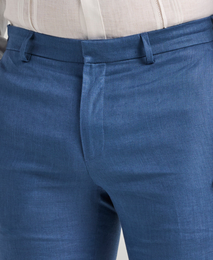 Delave Linen Flat Front Pant (True Navy) 