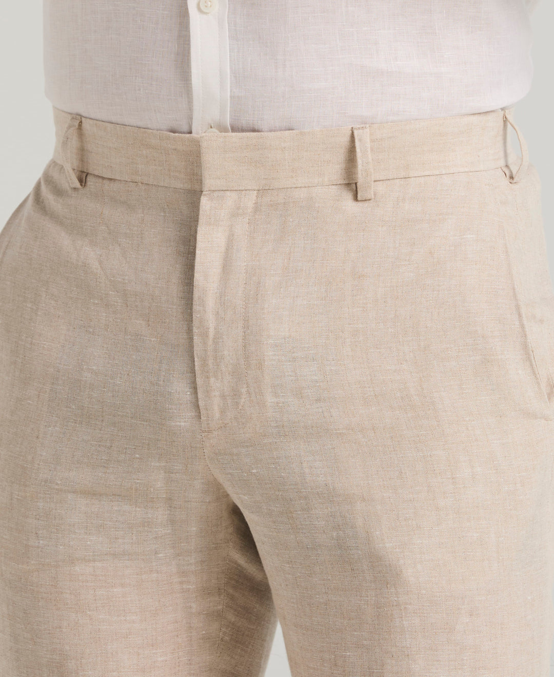 Delave Linen Flat Front Pant (Natural Linen) 