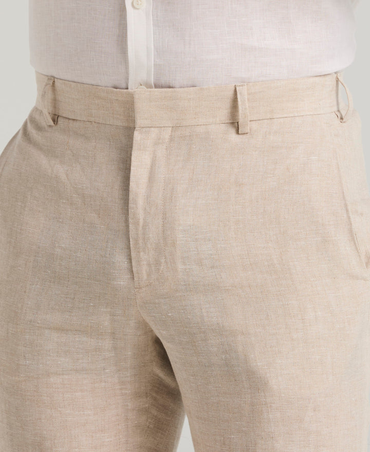 Delave Linen Flat Front Pant (Natural Linen) 