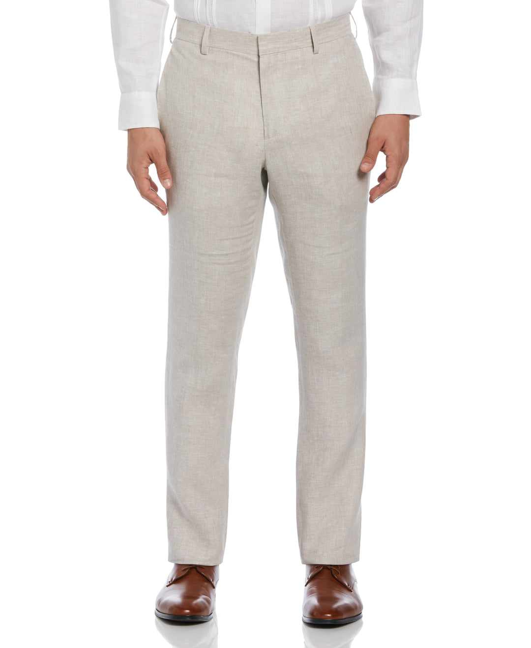 Delave Linen Flat Front Pant (Natural Linen) 