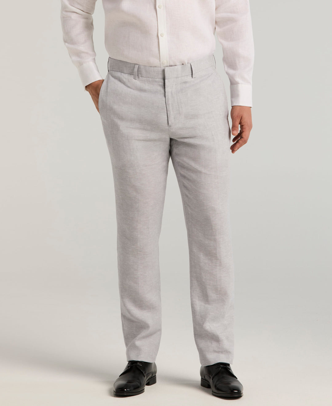 Delave Linen Flat Front Pant (Sleet) 