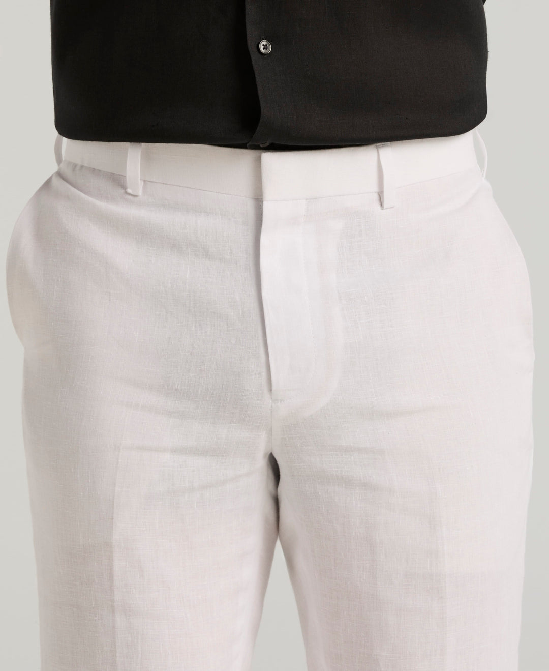Delave Linen Flat Front Pant (Brilliant White) 