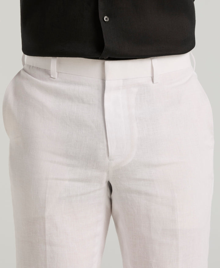 Delave Linen Flat Front Pant (Brilliant White) 