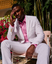 Delave White Linen Suit-Suit Set-Cubavera Collection