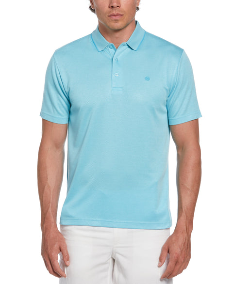 Diamond Jacquard Patterned Polo Shirt (Aqua Esque) 