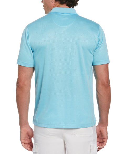 Diamond Jacquard Patterned Polo Shirt (Aqua Esque) 