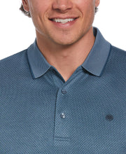 Diamond Jacquard Patterned Polo Shirt (Aegean Blue) 