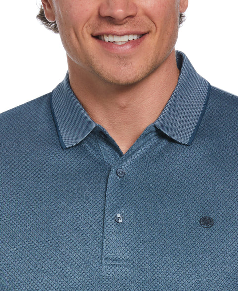 Diamond Jacquard Patterned Polo Shirt (Aegean Blue) 