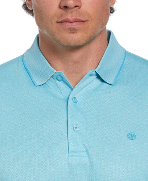 Diamond Jacquard Patterned Polo Shirt (Aqua Esque) 