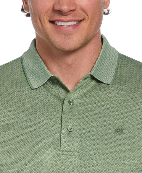 Diamond Jacquard Patterned Polo Shirt (Basil) 