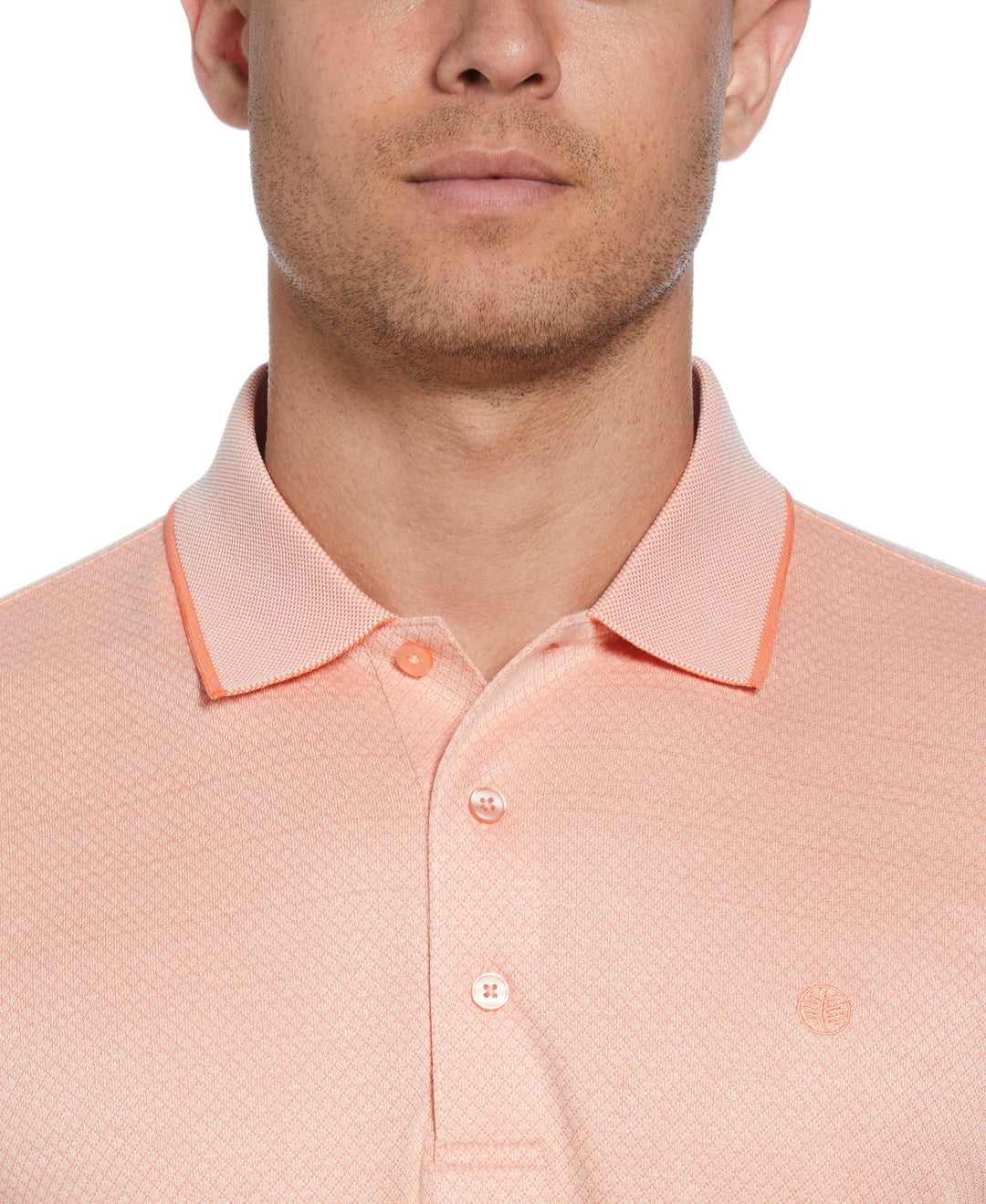 Diamond Jacquard Polo Shirt (Tropical Peach) 